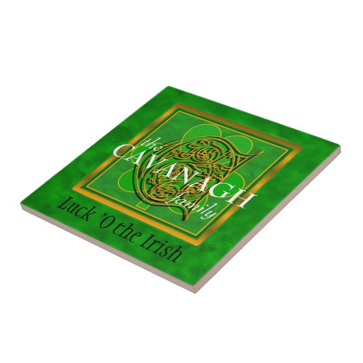 C "Luck of the Irish" Family Custom Monogram Tegel Tegeltje (Zijkant)