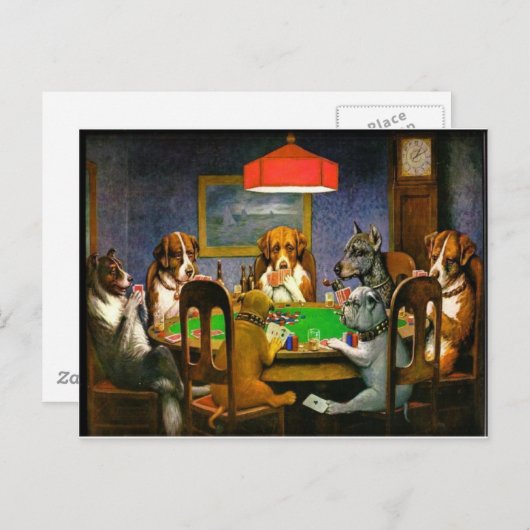 C. M. Coolidge Dogs Pets Poker Cards Humor Destiny Briefkaart (Voorkant / Achterkant)