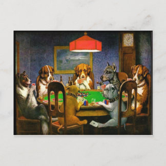 C. M. Coolidge Dogs Pets Poker Cards Humor Destiny Briefkaart
