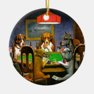 C. M. Coolidge Dogs Pets Poker Cards Humor Destiny Keramisch Ornament