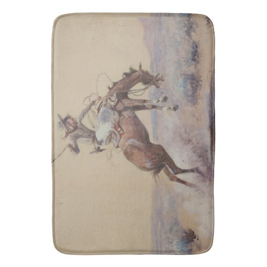 C M Russell A Bad One Western Bronc Rider Badmat (Voorkant Verticaal)