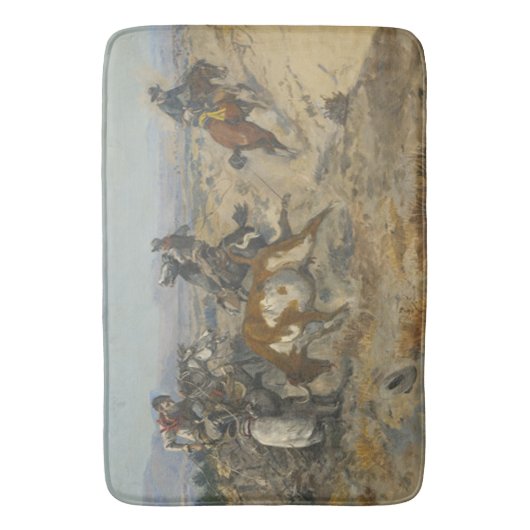 C.M. Russell haalt probleemloze  Westerne cowboy i Badmat (Voorkant Verticaal)