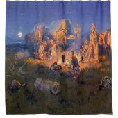 C M Russell Laugh doodt Loniry Western Douchegordijn (Voorkant)