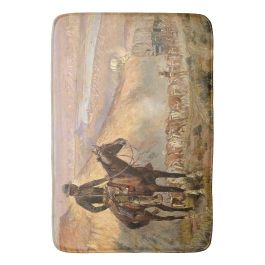 C M Russell Wagon Boss  Westerne Cowboy Badmat (Voorkant Verticaal)