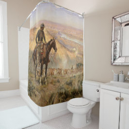 C M Russell Wagon Boss Westerne Cowboy Douchegordijn