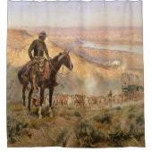 C M Russell Wagon Boss  Westerne Cowboy Douchegordijn (Voorkant)