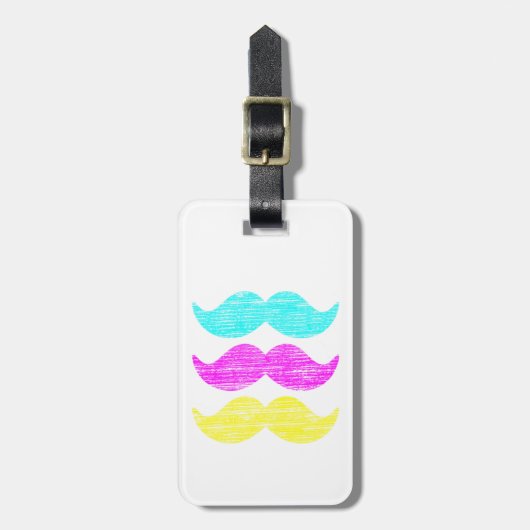 C M Y Mustaches (letterprilstijl) Bagagelabel (Voorkant verticaal)