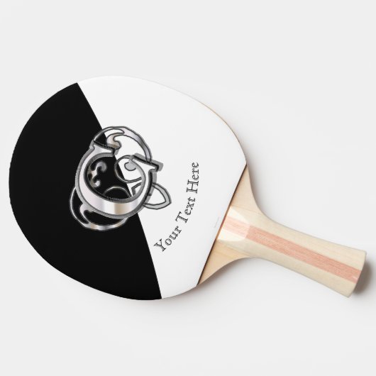 C - Moderne metalen monogram (zilver) Tafeltennisbatje (Zijkant)