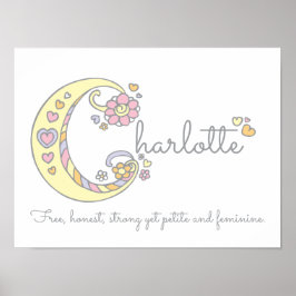 C monogram art Charlotte meisjes naam poster