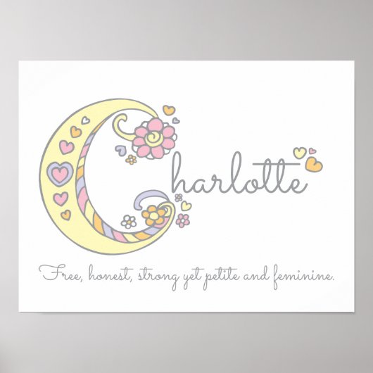 C monogram art Charlotte meisjes naam poster (Voorkant)