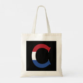 C Monogram bedekt op NLD Vlag op bk btcnt Tote Bag (Achterkant)