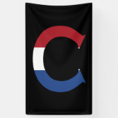 C Monogram bedekt op NLD-vlag op bk-bubrcnt Spandoek (Verticaal)