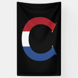 C Monogram bedekt op NLD-vlag op bk-bubrcnt Spandoek