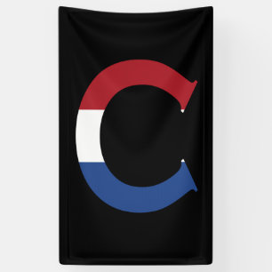 C Monogram bedekt op NLD-vlag op bk-bubrcnt Spandoek