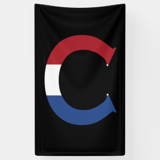 C Monogram bedekt op NLD-vlag op bk-bubrcnt Spandoek (Verticaal)