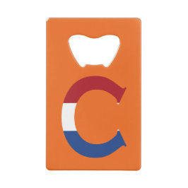 C Monogram bedekt op NLD Vlag op of bocnt Creditkaart Flessenopener