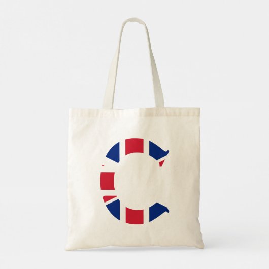 C Monogram bedekt op Union Jack Flag btcnt Tote Bag (Achterkant)