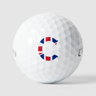 C Monogram bedekt op Union Jack Flag css gbcnt Golfballen