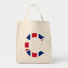 C Monogram bedekt op Union Jack Flag gtcnt Tote Bag