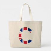 C Monogram bedekt op Union Jack Flag jtcnt Grote Tote Bag (Achterkant)