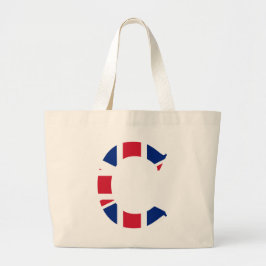 C Monogram bedekt op Union Jack Flag jtcnt Grote Tote Bag