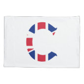 C Monogram bedekt op Union Jack Flag pcnt Kussensloop (Achterkant)