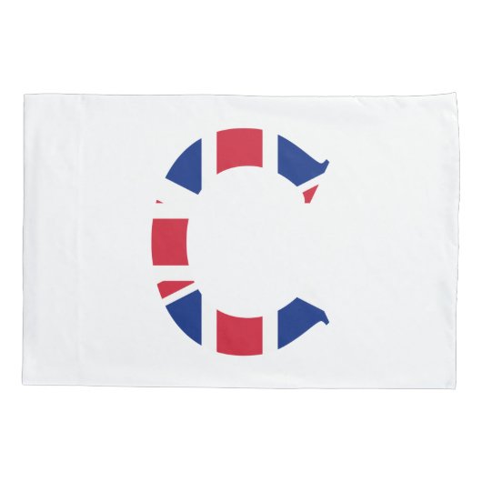 C Monogram bedekt op Union Jack Flag pcnt Kussensloop (Achterkant)