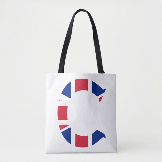 C Monogram bedekt op Union Jack Flag stint Tote Bag (Voorkant)