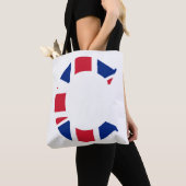 C Monogram bedekt op Union Jack Flag stint Tote Bag (Dichtbij)