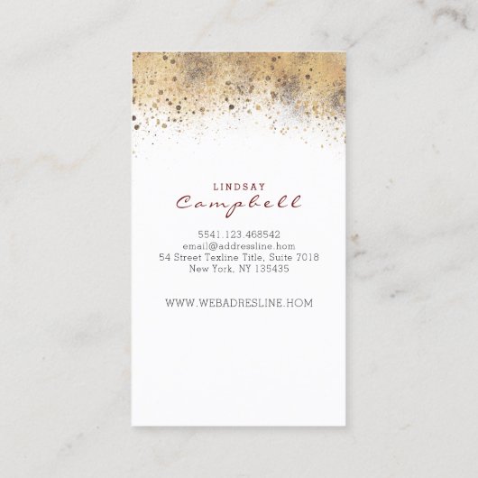 C Monogram Bourgogne Goud en Marine Blauwe Bloemen Visitekaartje (Achterkant)