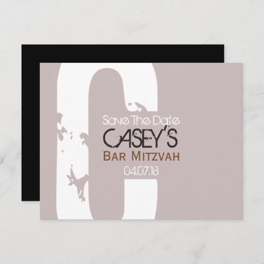 C Monogram Collectie Bar Mitzvah sparen de Datum Save The Date (Voorkant / Achterkant)