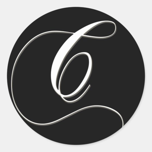 C monogram - elegant zwart-wit ronde sticker (Voorkant)