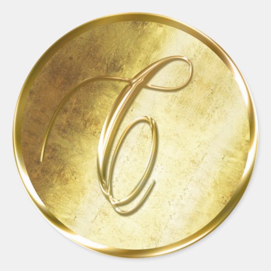 C Monogram Faux Gold Envelope Seal Stickers (Voorkant)