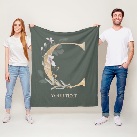 C Monogram Floral - Aangepaste fleece Blanket (In situ)