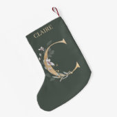 C Monogram Floral - Aangepaste kerstmis Kleine Kerstsok (Achterkant (Hangend))