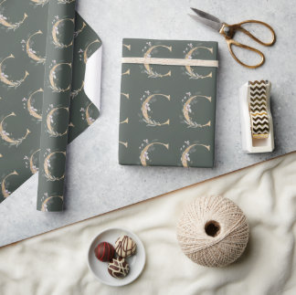 C Monogram Floral Cadeaupapier