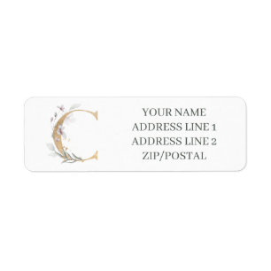 C Monogram Floral Etiket