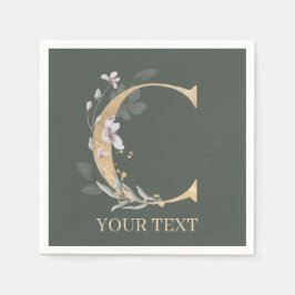 C Monogram Floral Gepersonaliseerde servetten