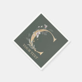 C Monogram Floral Gepersonaliseerde servetten (Hoek)