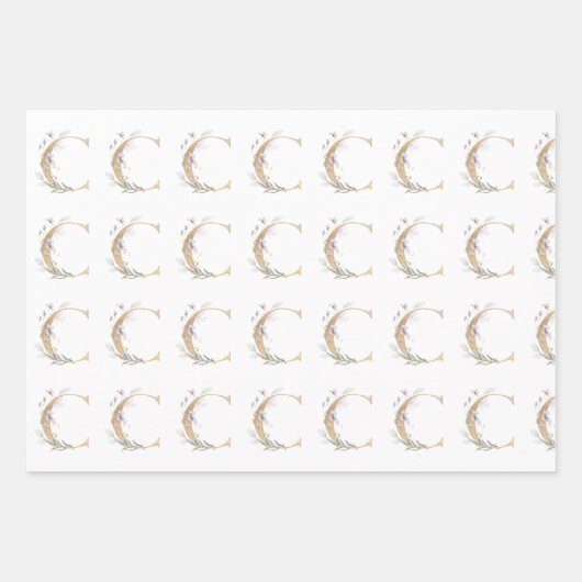 C Monogram Floral Inpakpapier Vel (Voorkant 2)
