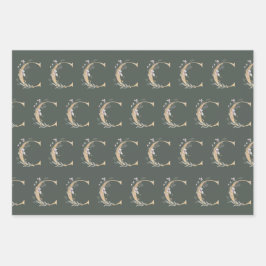 C Monogram Floral Inpakpapier Vel