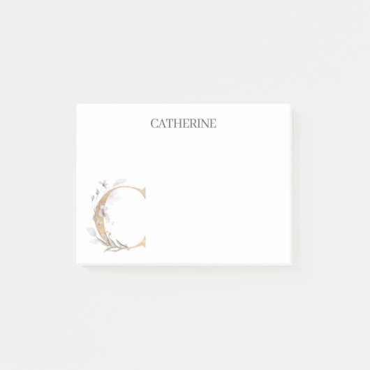 C Monogram Floral Post-it® Notes (Voorkant)