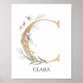C Monogram Floral Poster