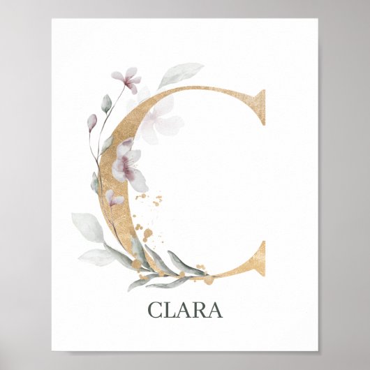 C Monogram Floral Poster (Voorkant)