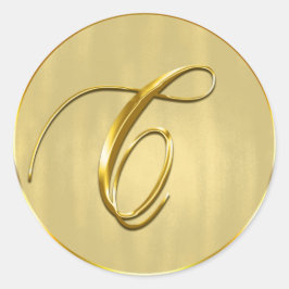 C Monogram Gold Seal Wedding Invitation Holiday Ronde Sticker
