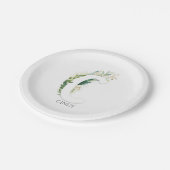 C Monogram Gouden Groene Bladeren Elegante Naam Papieren Bordje (Gekanteld)