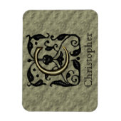 C - monogram in reliëfdruk (goud) magneet (Verticaal)