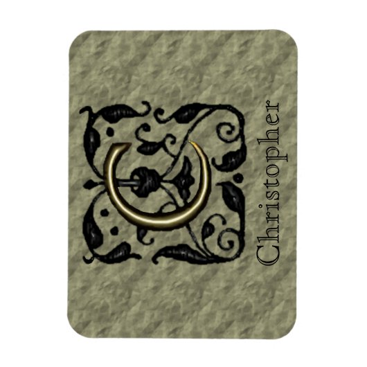 C - monogram in reliëfdruk (goud) magneet (Verticaal)