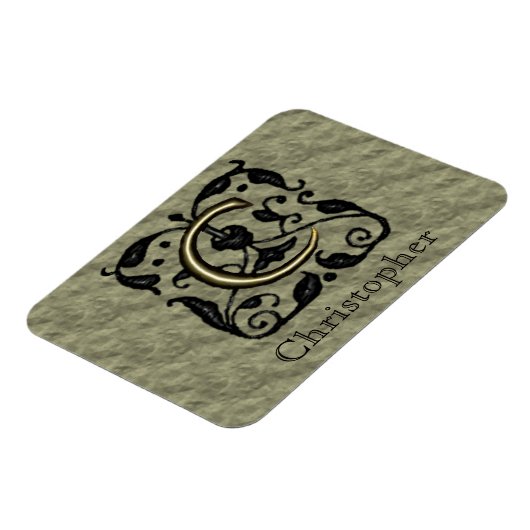 C - monogram in reliëfdruk (goud) magneet (Linkerzijde)