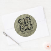 C - monogram in reliëfdruk (goud) ronde sticker (Envelop)